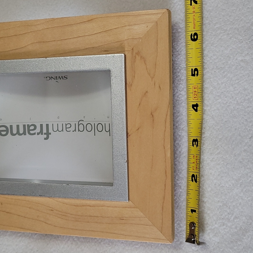 Maple Wood Picture Frame Hologram 3-D Curved Contemporary Vintage Deco 8.5 x 6.5 - Picture 8 of 8